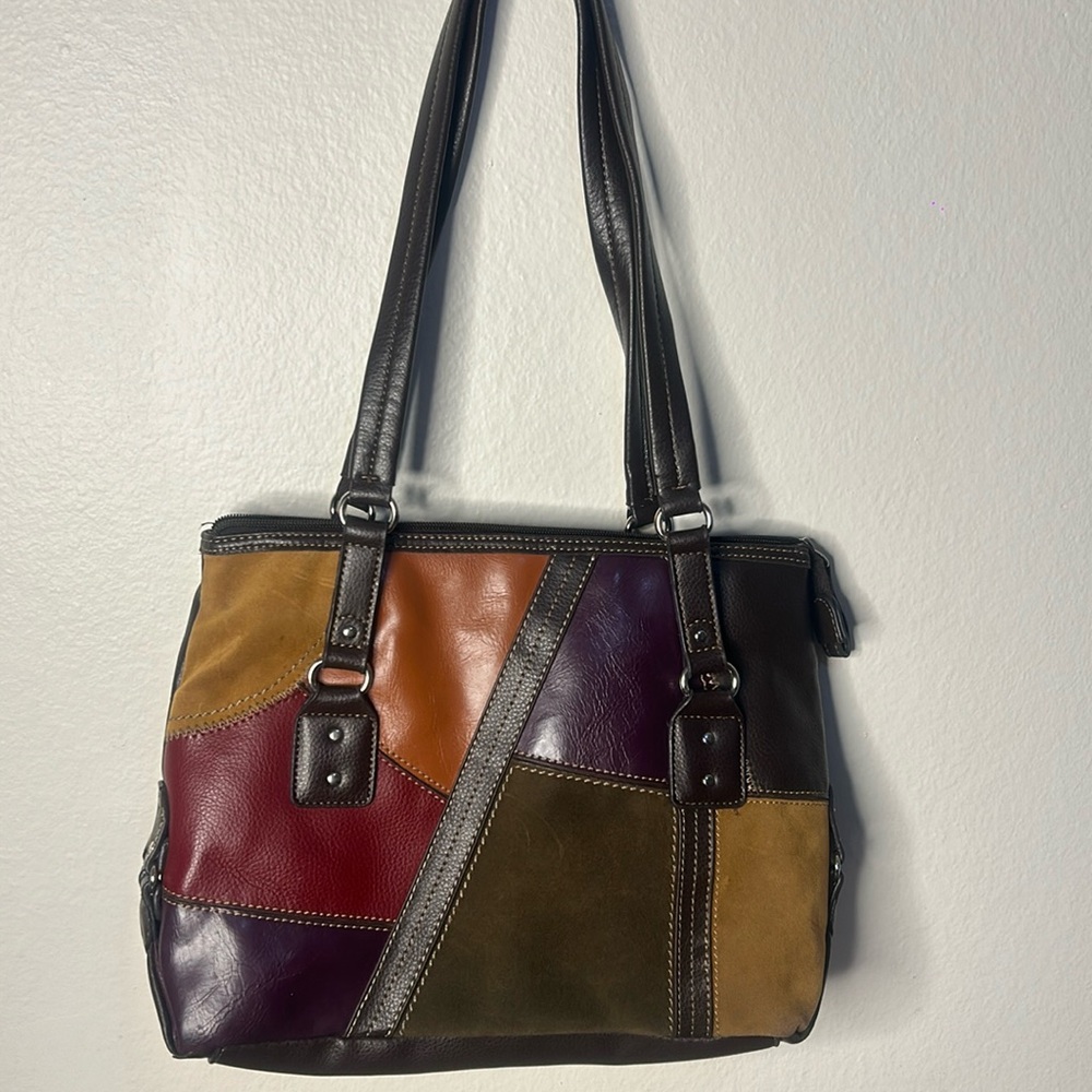 Relic by fossil Leather (Vintage) Sude Patchwork shoulder/handbag GUC